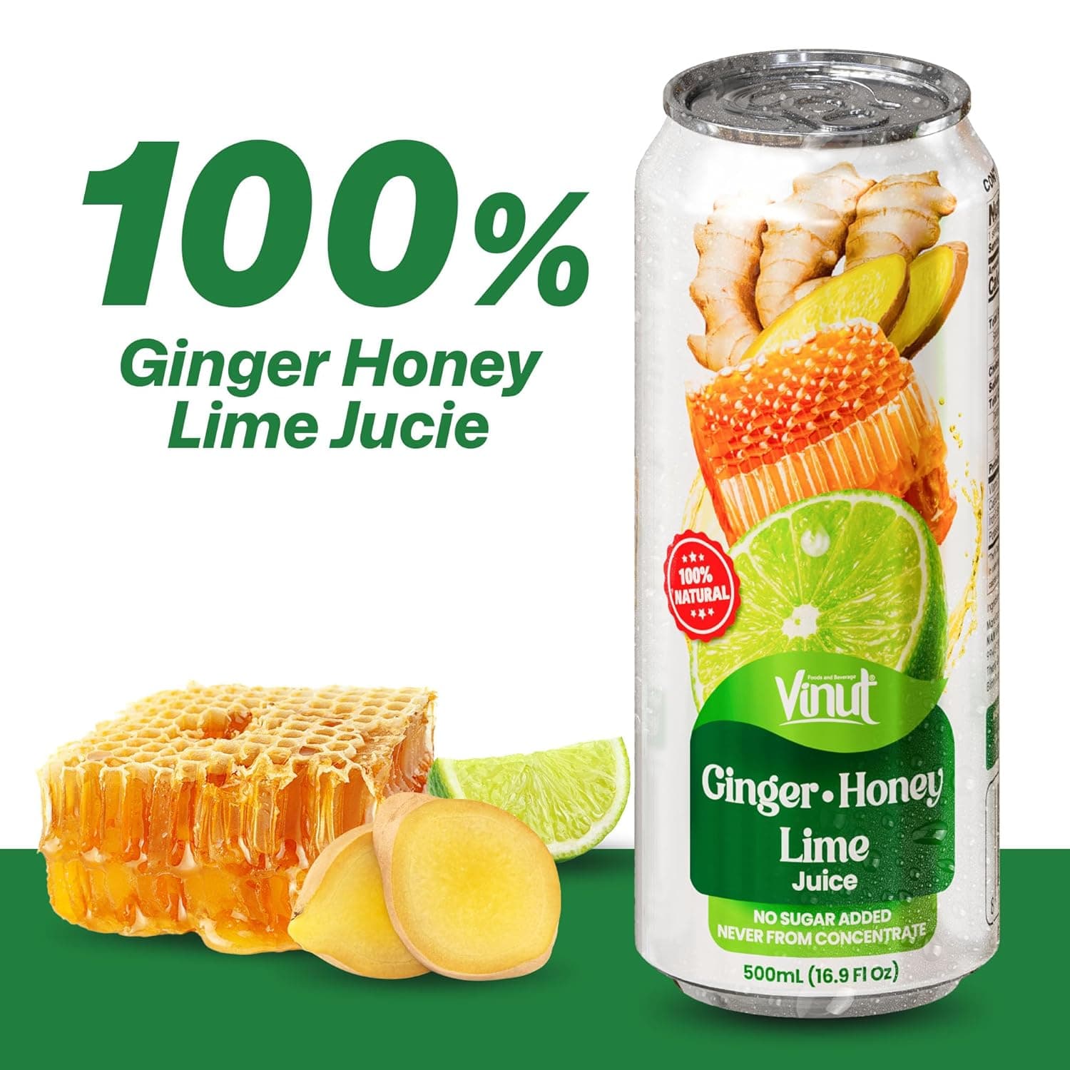 16.9 fl oz VINUT 100% Natural Ginger, Honey, Lime Juice drink - Not from Concentrate thumbnail 5