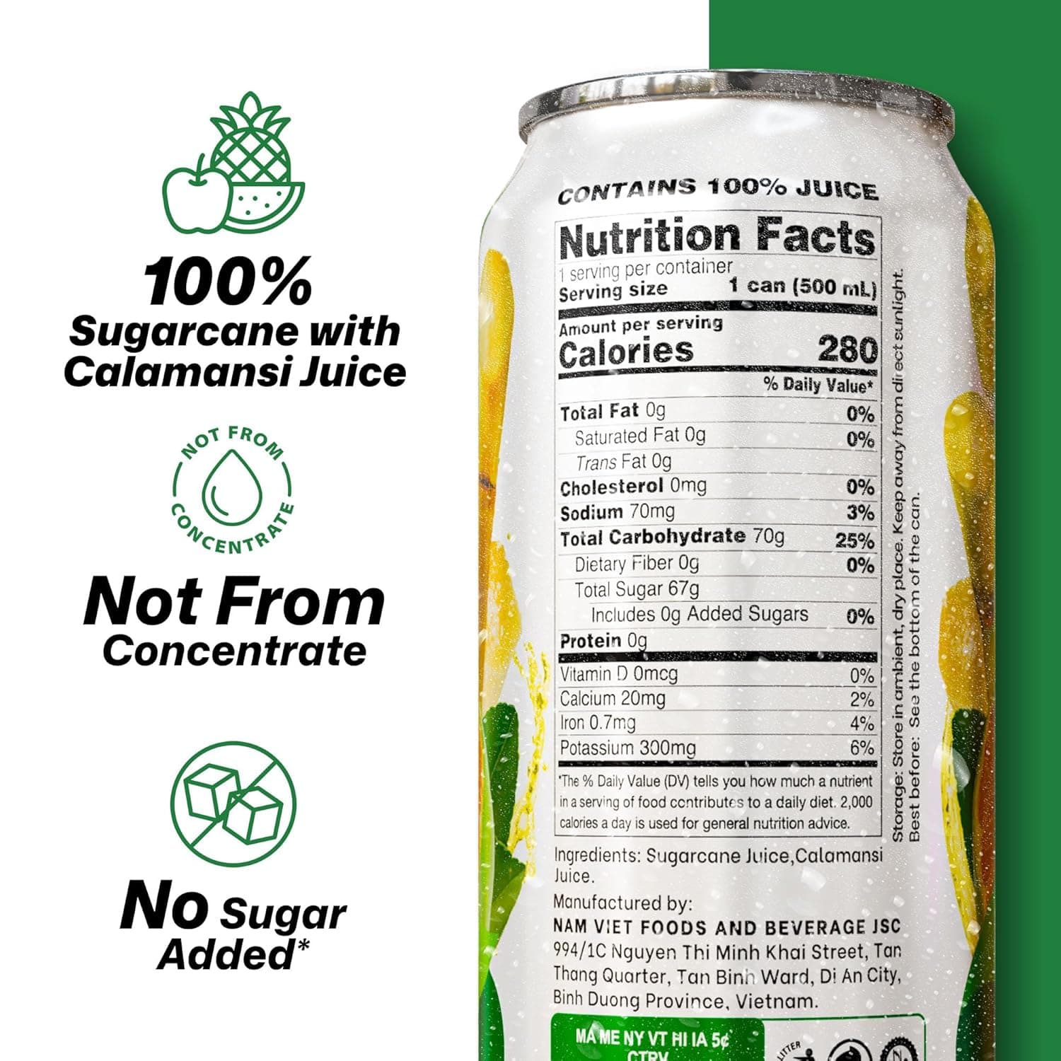 16.9 fl oz VINUT 100% Sugarcane juice drink - Not from Concentrate thumbnail 4
