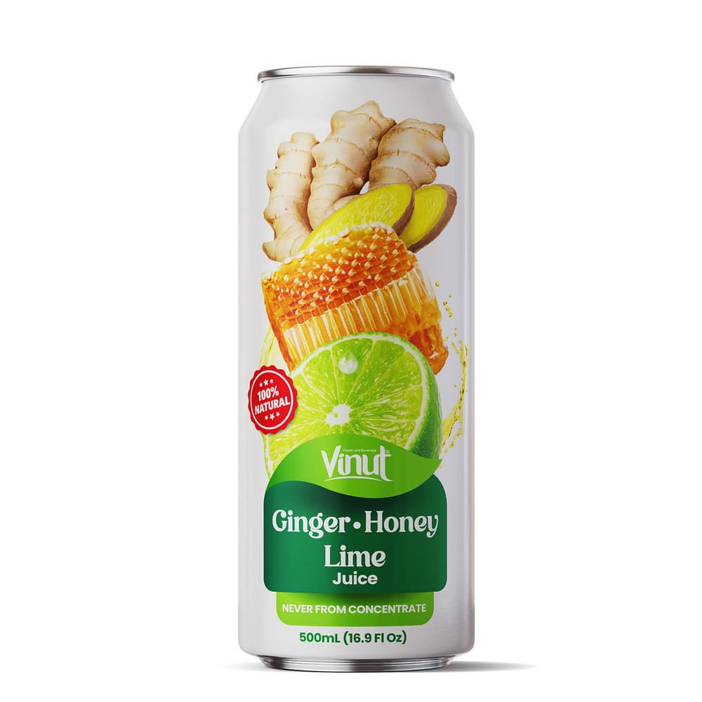 VINUT Bebida de Jugo 100% Natural de Jengibre, Miel y Limón 16.9 fl oz - No Hecho de Concentrado