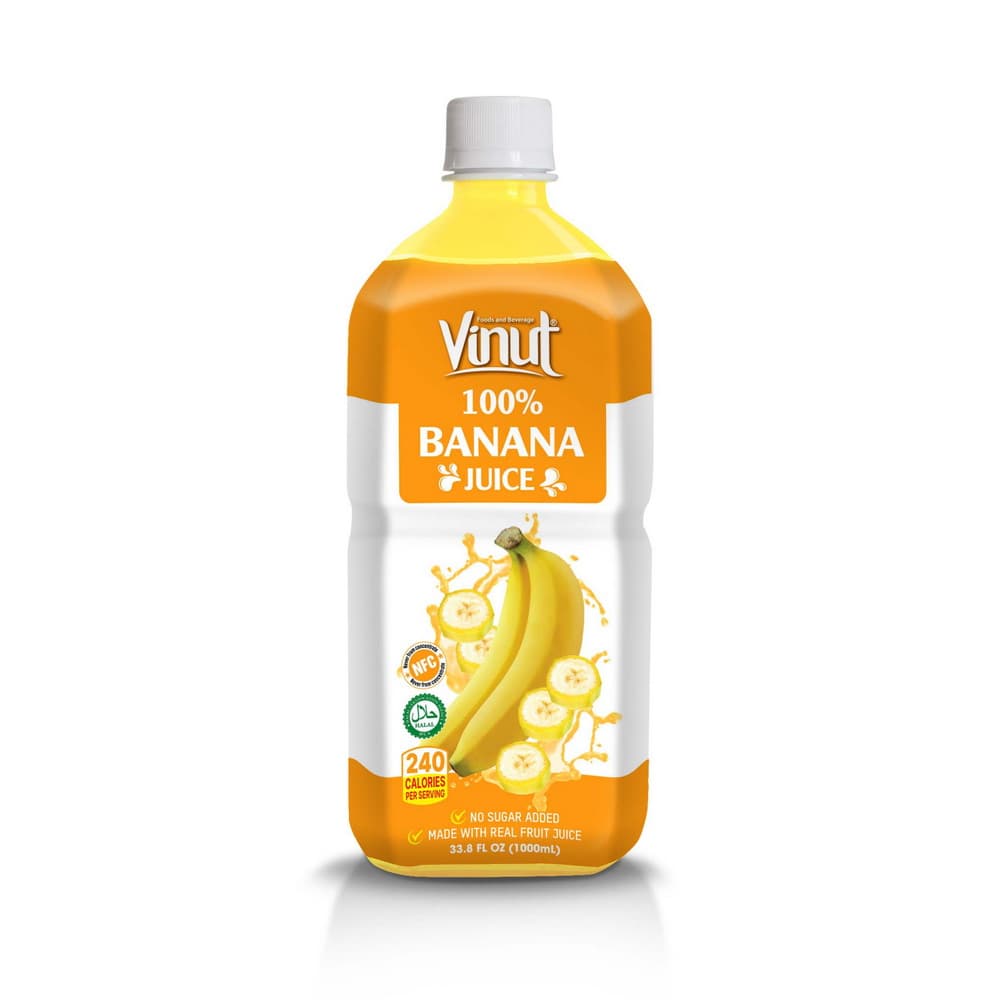 VINUT Jugo 100% de Banana, NFC, Sin Azúcar Añadida, Botella PET, 33.8 fl oz 1000 mL