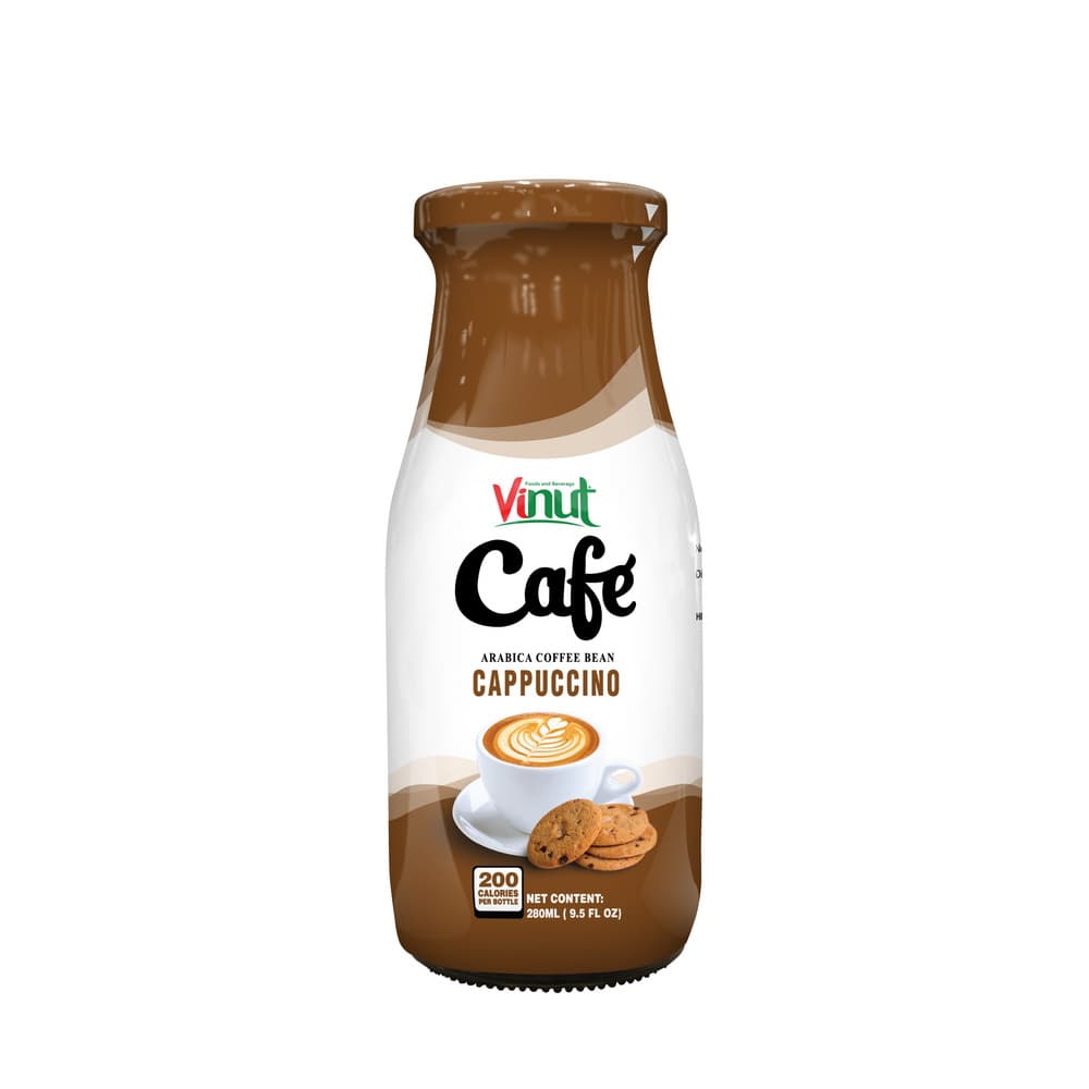 VINUT Café Cappuccino, Grano de Café Arábica, Botella, 9.5 fl oz 280 mL