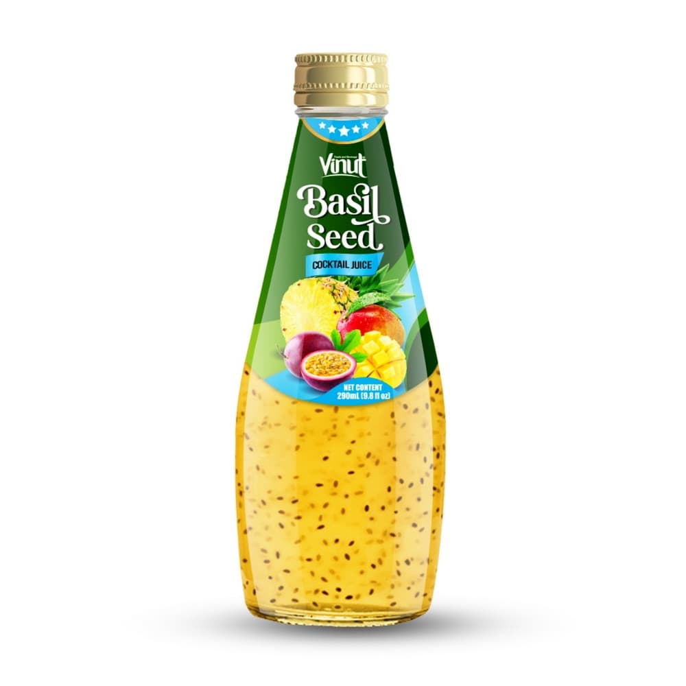 VINUT Bebida de Semilla de Albahaca Sabor Cóctel de Frutas, 9.8 fl oz (290 mL)