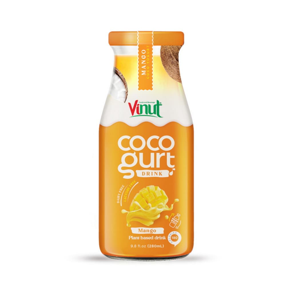 VINUT Bebida de Cocogurt de Mango, Botella de Vidrio, 9.8 fl oz 280 mL