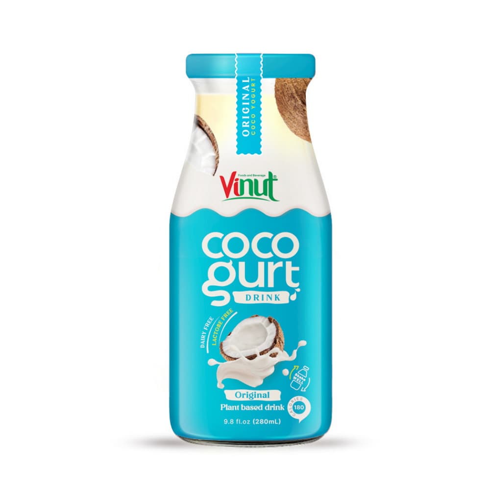 VINUT Bebida Vegetal de Cocogurt Sabor Original, Botella de Vidrio, 9.8 fl oz 280 mL