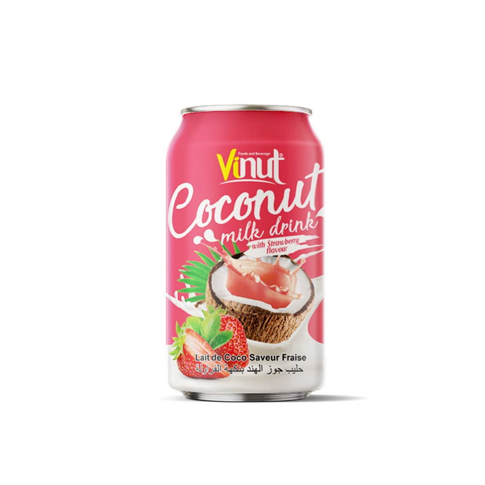 VINUT Bebida de Leche de Coco Sabor Fresa, Lata de 330 mL