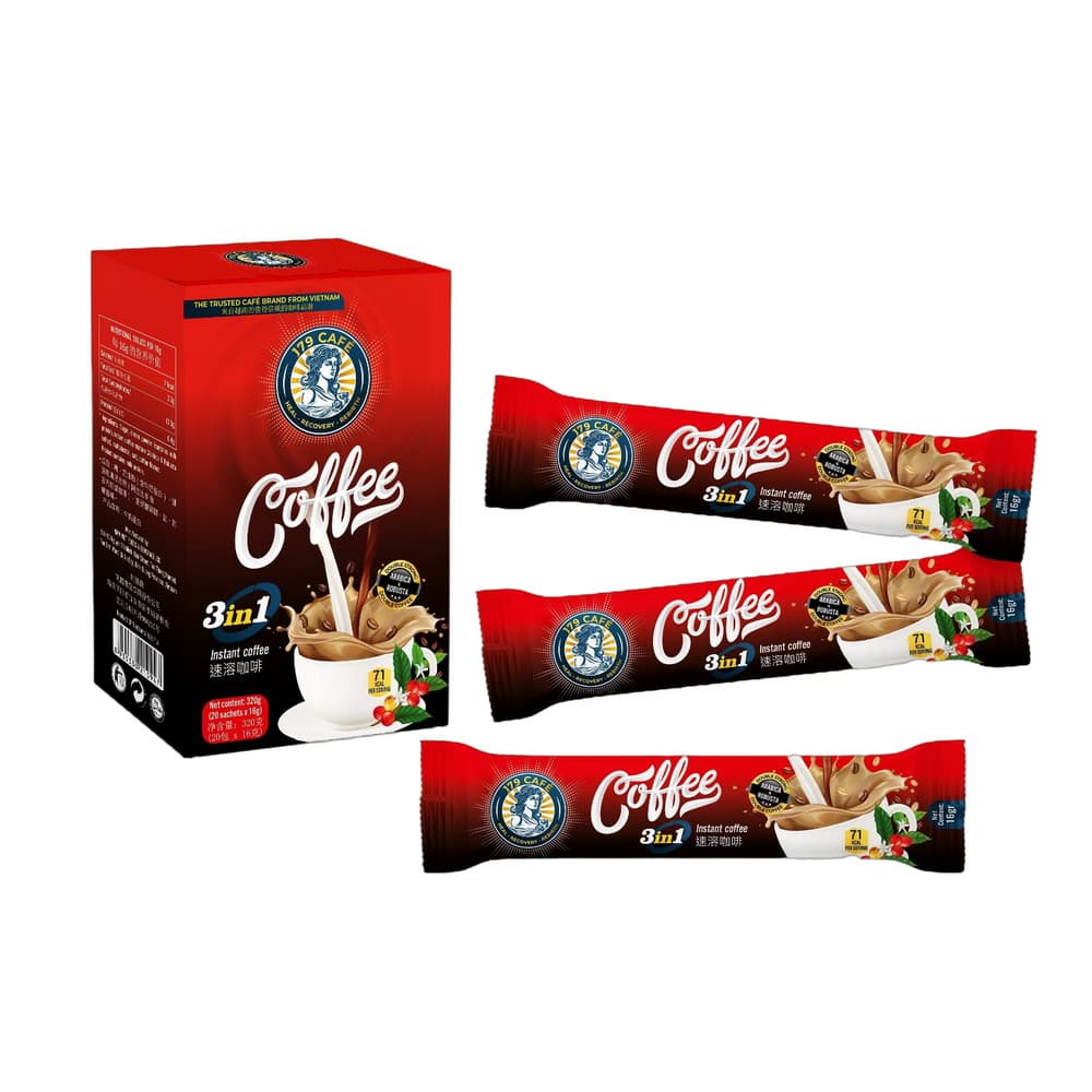 VINUT Café 3 en 1 Instantáneo, Caja (20 Sobres x 16g), (320g)