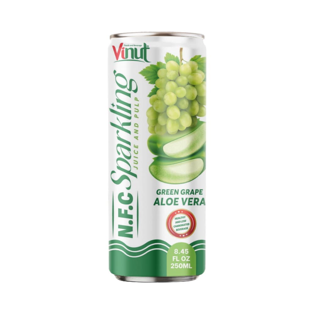 VINUT Jugo Espumoso N.F.C. de Uva Verde y Aloe Vera con Pulpa, Bebida Saludable Ligeramente Gasificada, Lata Slim, 8.45 fl oz (250 mL)