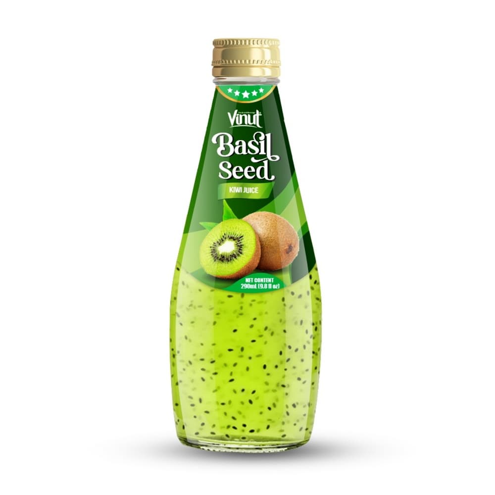 VINUT Jugo de Kiwi con Semilla de Albahaca, Botella de Vidrio 9.8 fl oz (290 mL)
