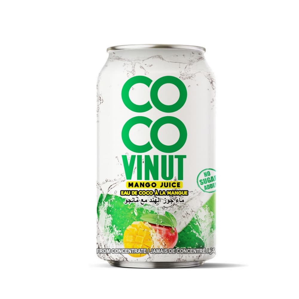 VINUT Agua de Coco con Jugo de Mango, Sin Azúcar Añadida, 11.1 fl oz (330 mL)