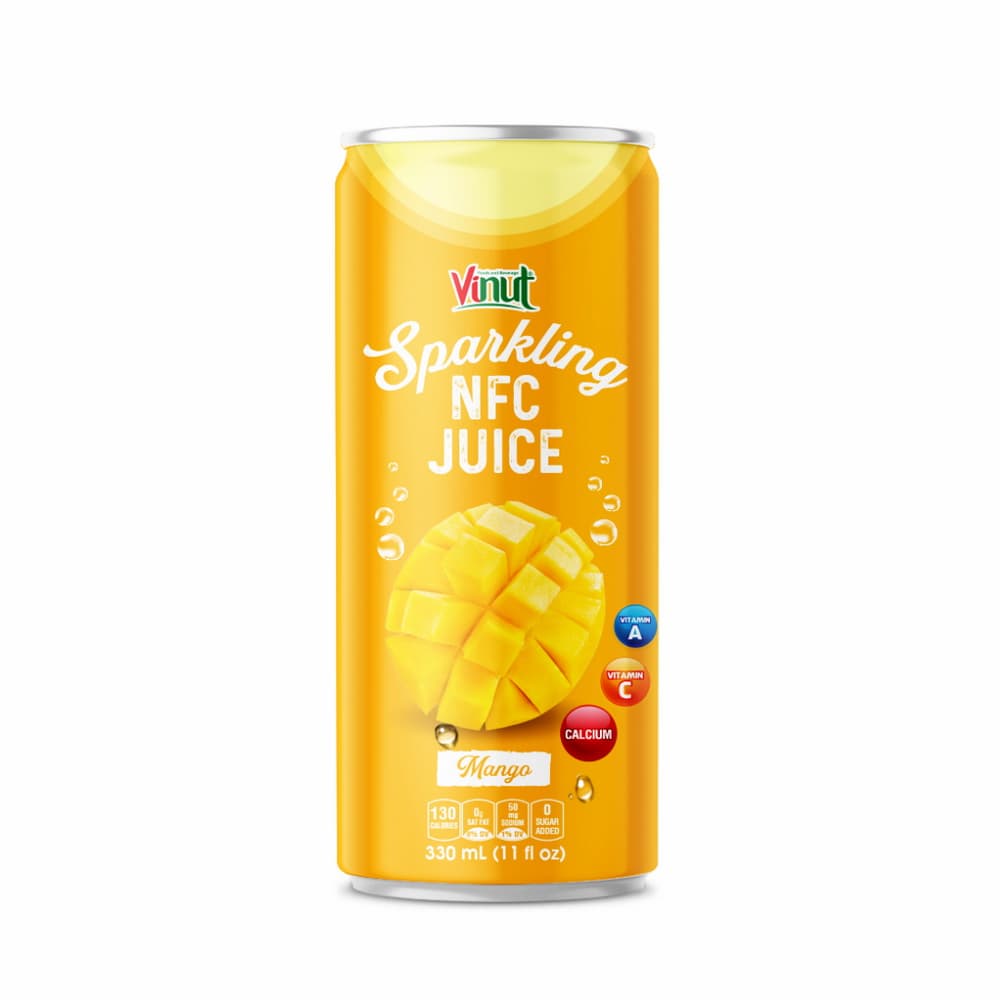 VINUT Jugo de Mango con Gas NFC, Sin Azúcar Añadida, Lata Slim de 11 fl oz (330 mL)