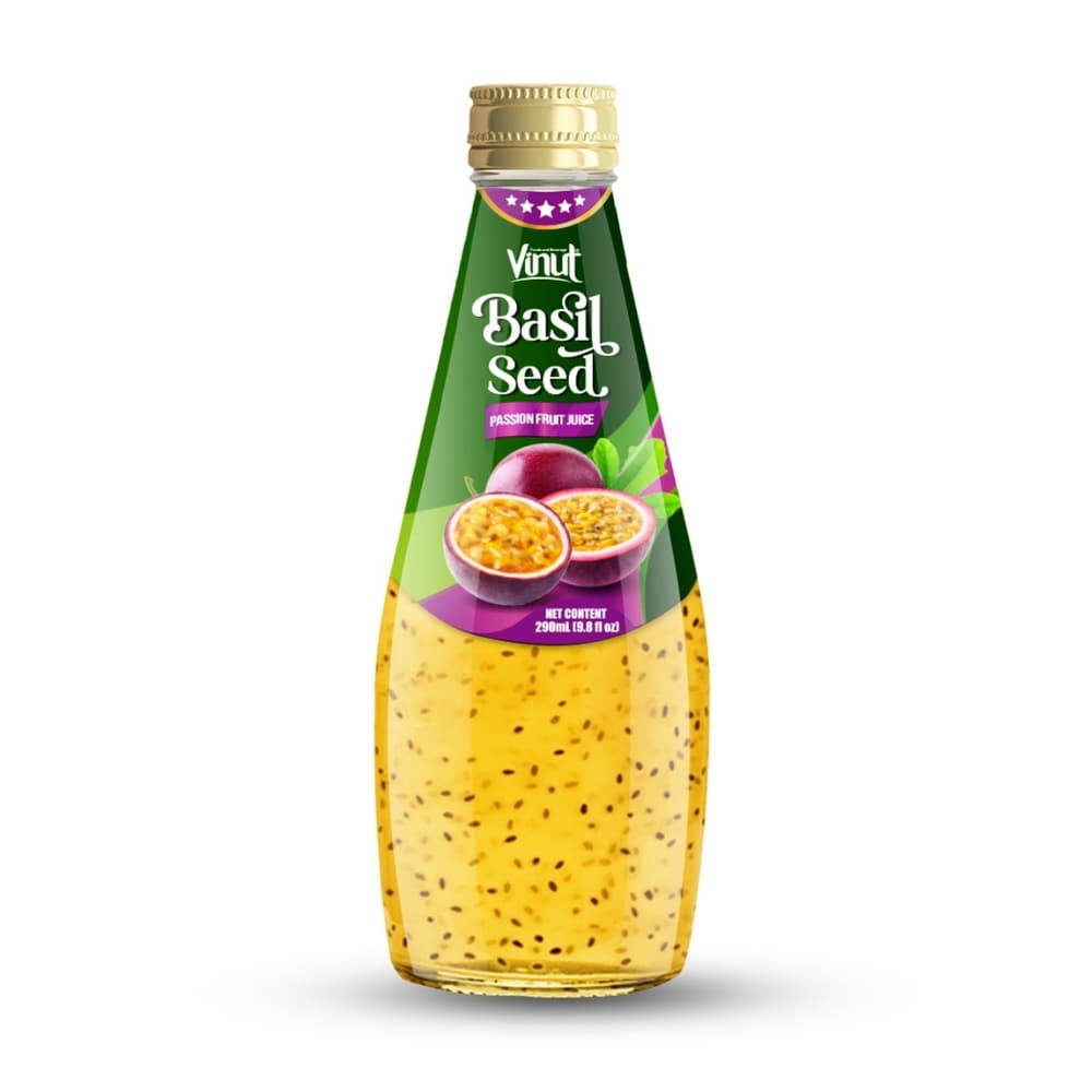 VINUT Bebida de Maracuyá con Semillas de Albahaca, Botella de Vidrio, 9.8 fl oz (290 mL)