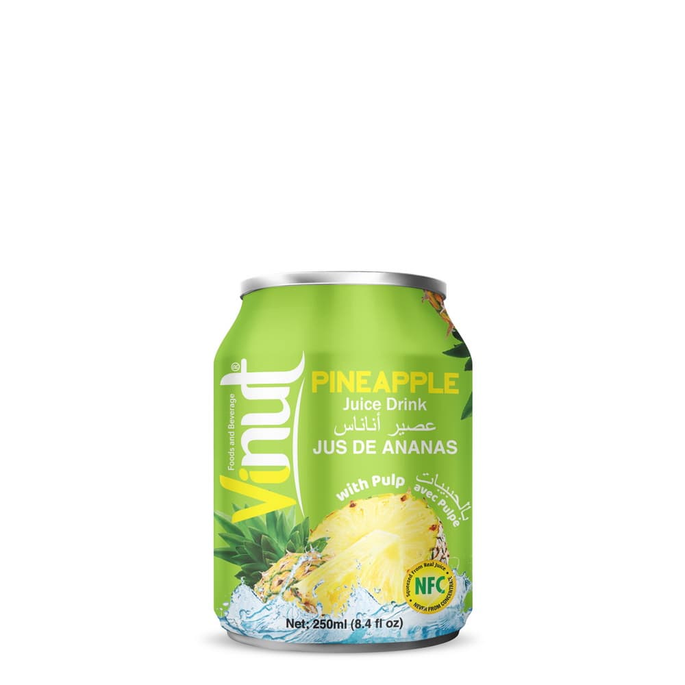VINUT Pineapple Juice Drink with Pulp, 8.4 fl oz (250 mL) Can