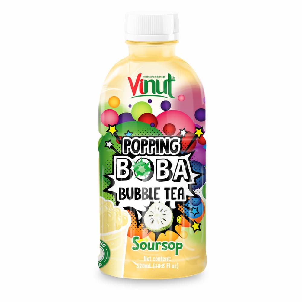 Té de Burbujas VINUT con Boba Explosiva de Guanábana, Botella PET de 10.8 fl oz (320 mL)