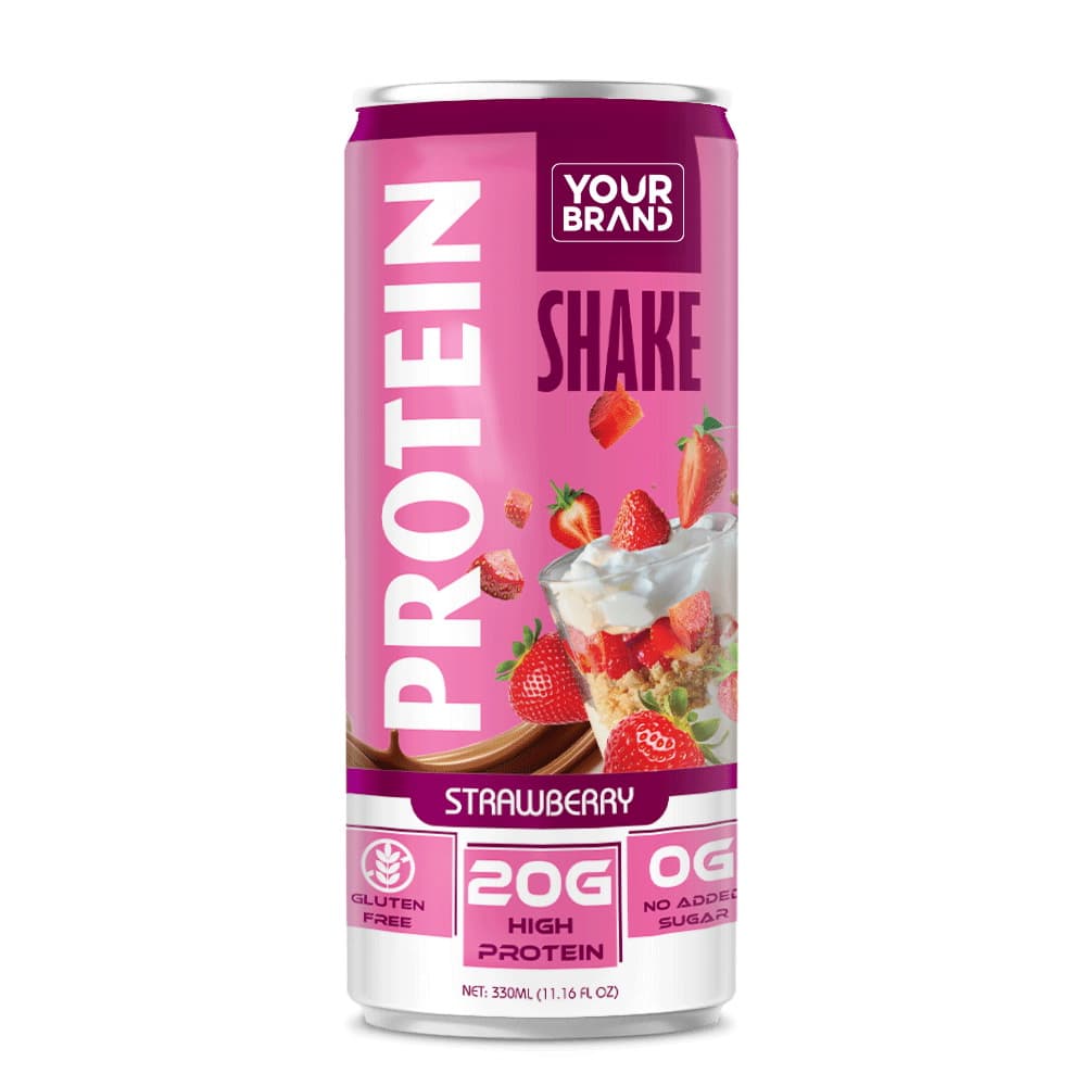 VINUT Batido de Proteína de Fresa, Sin Gluten, 20 g de Proteína, 0 g Sin Azúcar Añadida, Lata Slim, 11.16 fl oz (330 mL)